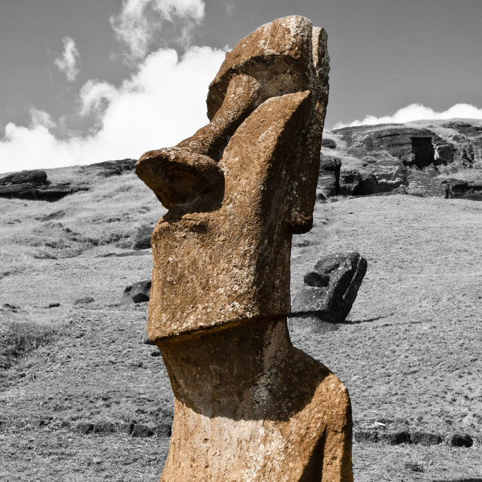 Moai Statue auf den Osterinseln, Glasbild Quadratisch