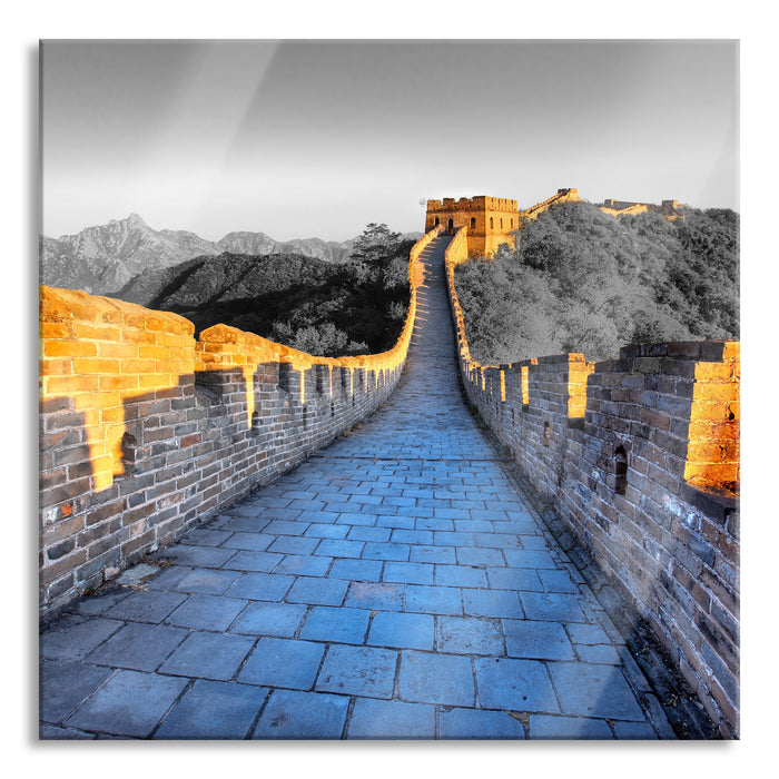 prächtige chinesische Mauer, Glasbild Quadratisch