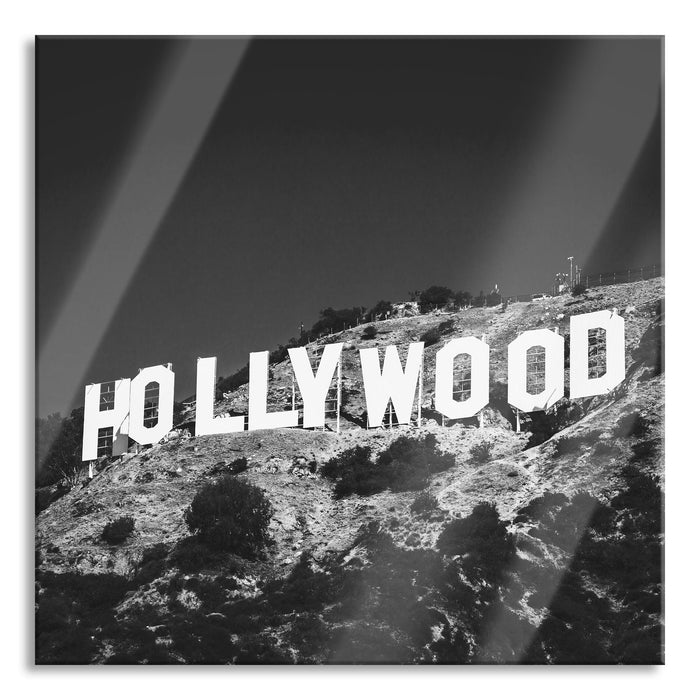 Pixxprint Wahrzeichen von Hollywood, Glasbild Quadratisch