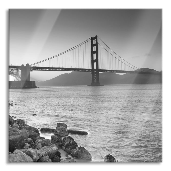wunderschöne Golden Gate Bridge, Glasbild Quadratisch