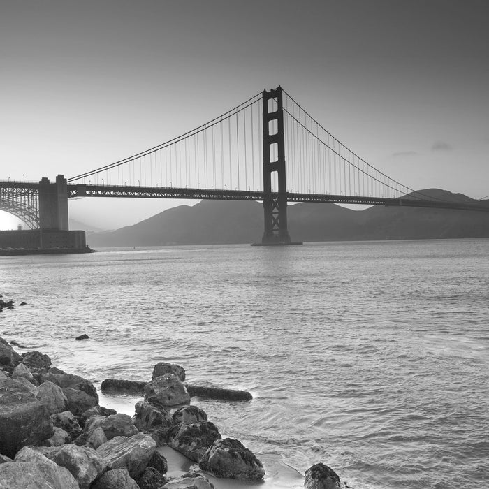 wunderschöne Golden Gate Bridge, Glasbild Quadratisch