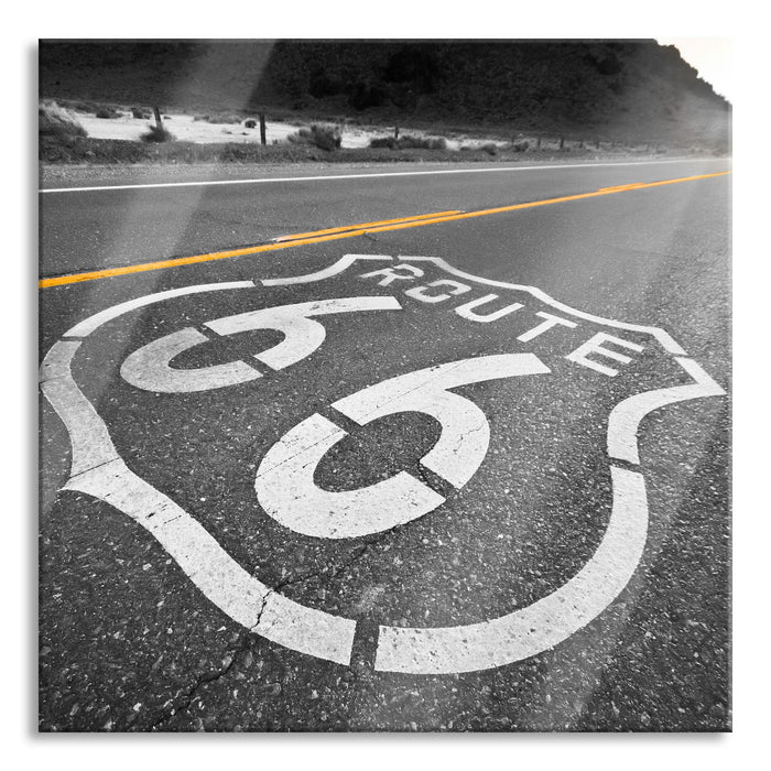 Pixxprint Hollywood Ortseingangsschild, Glasbild Quadratisch