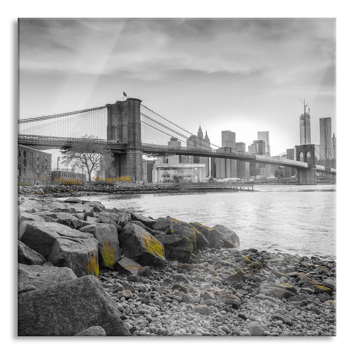 schöne Brooklyn Bridge, Glasbild Quadratisch