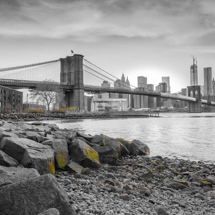schöne Brooklyn Bridge, Glasbild Quadratisch