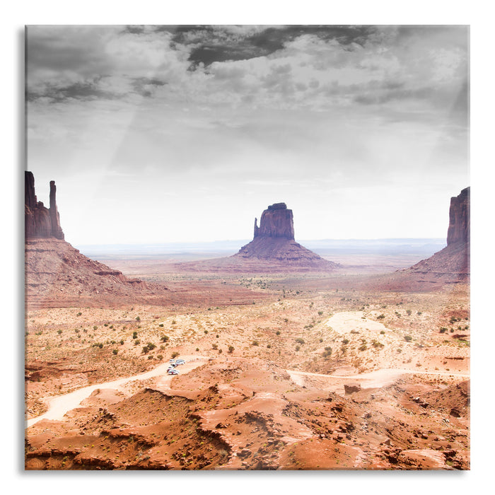 Pixxprint schönes Monument Valley, Glasbild Quadratisch