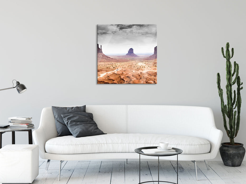schönes Monument Valley, Glasbild Quadratisch
