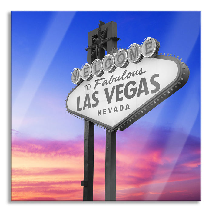 Pixxprint tolles Las Vegas Schild, Glasbild Quadratisch