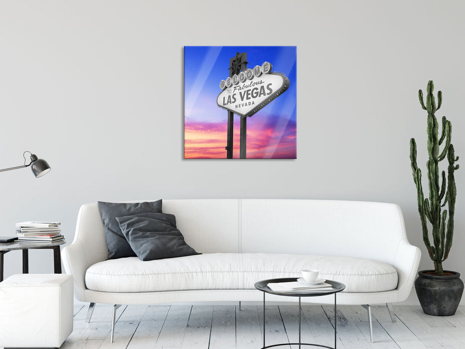 tolles Las Vegas Schild, Glasbild Quadratisch