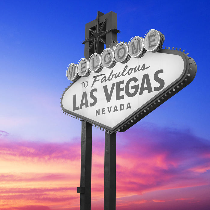 tolles Las Vegas Schild, Glasbild Quadratisch