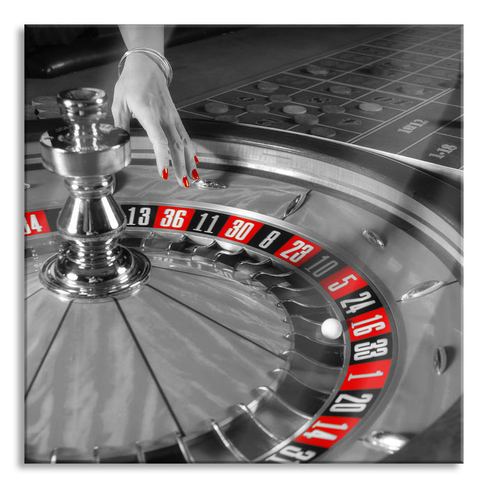 Pixxprint großer Roulette Tisch, Glasbild Quadratisch