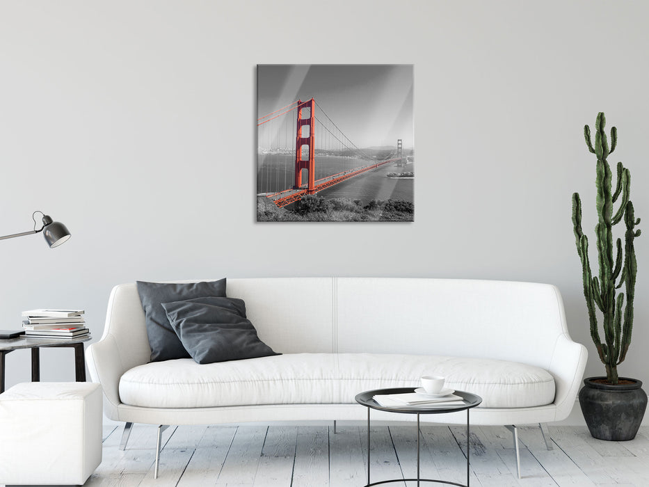 eindrucksvolle Golden Gate Bridge, Glasbild Quadratisch