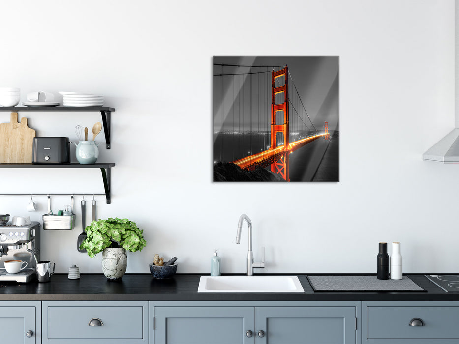 majestätische Golden Gate Bridge, Glasbild Quadratisch