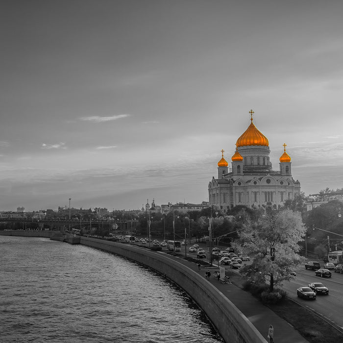 Christ-Erlöser-Kathedrale Moskau, Glasbild Quadratisch