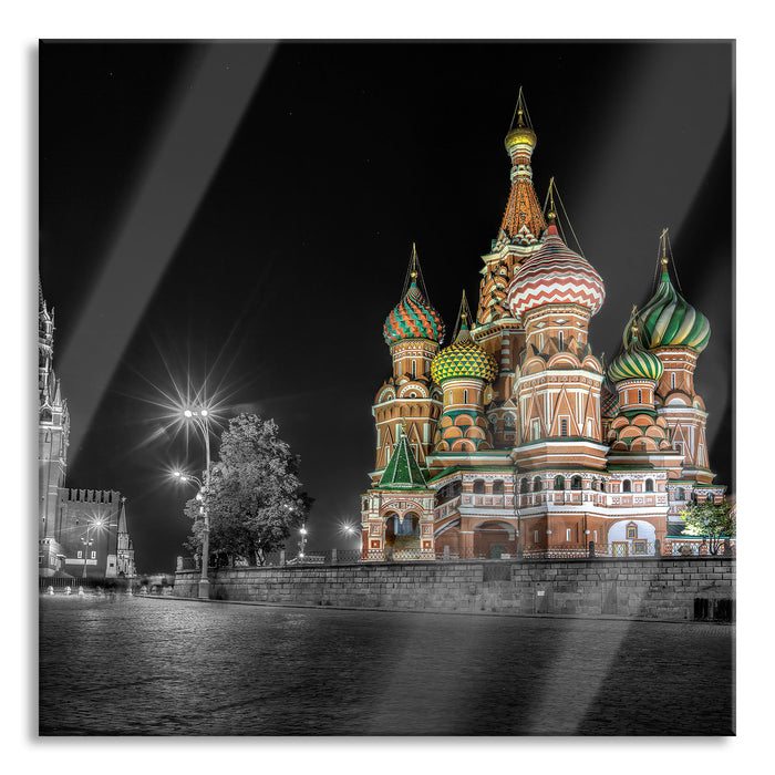 Pixxprint Basilius Kathedrale in Moskau, Glasbild Quadratisch