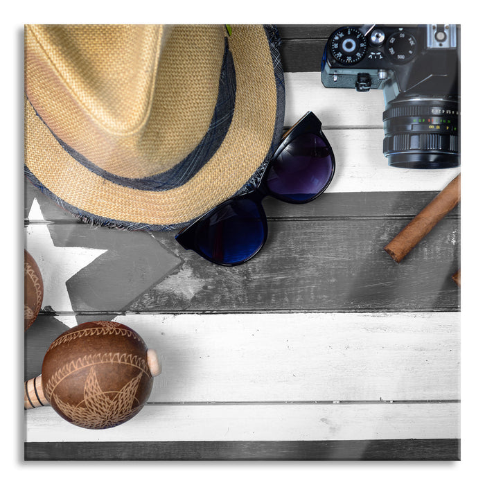 Pixxprint Stillleben Kubazigarren, Glasbild Quadratisch