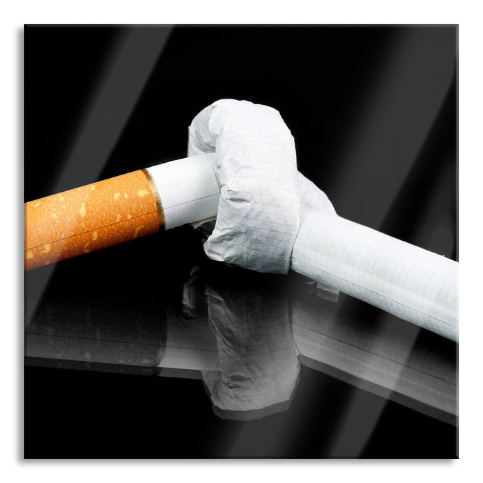 Pixxprint Dark Knoten in der Zigarette, Glasbild Quadratisch