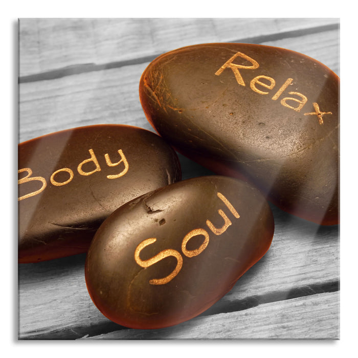 Pixxprint Relax Body Soul, Glasbild Quadratisch