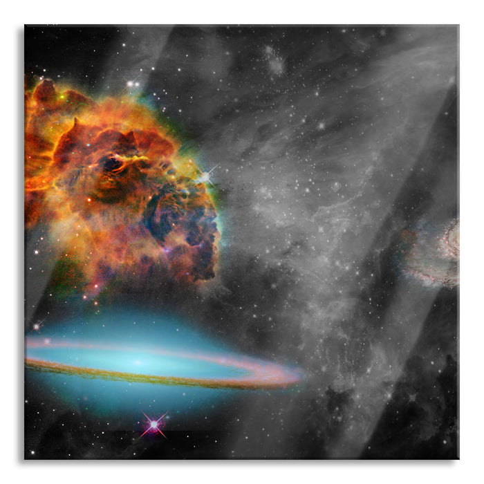 Pixxprint beeindruckende Galaxie, Glasbild Quadratisch