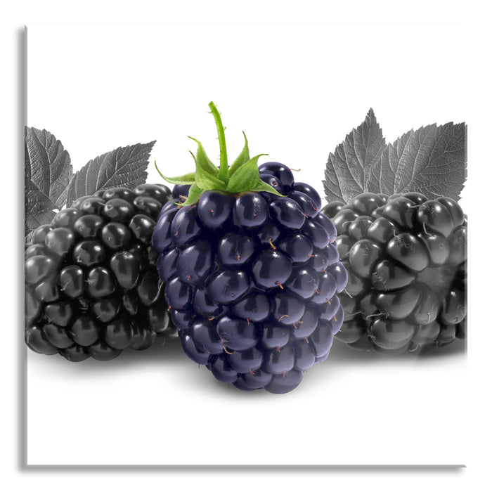 Große Brombeeren, Glasbild Quadratisch