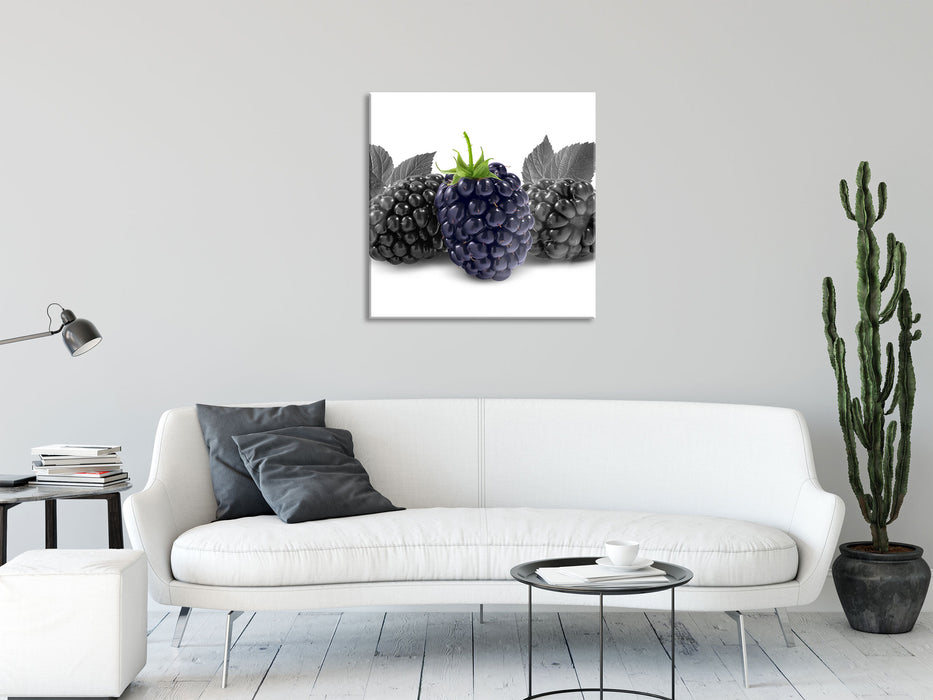 Große Brombeeren, Glasbild Quadratisch