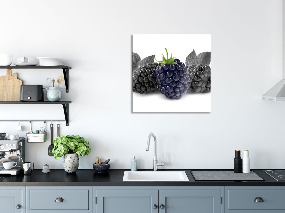 Große Brombeeren, Glasbild Quadratisch