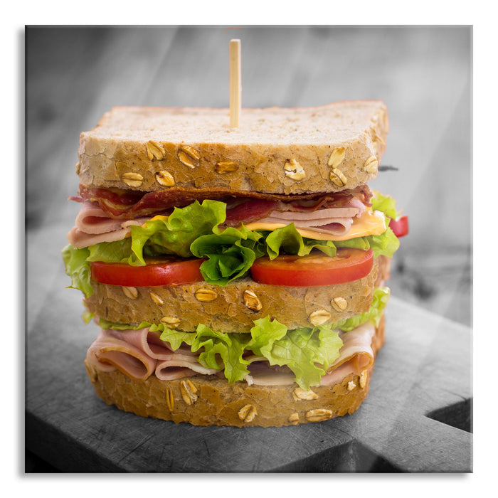 Pixxprint Doppeltes Sandwich, Glasbild Quadratisch