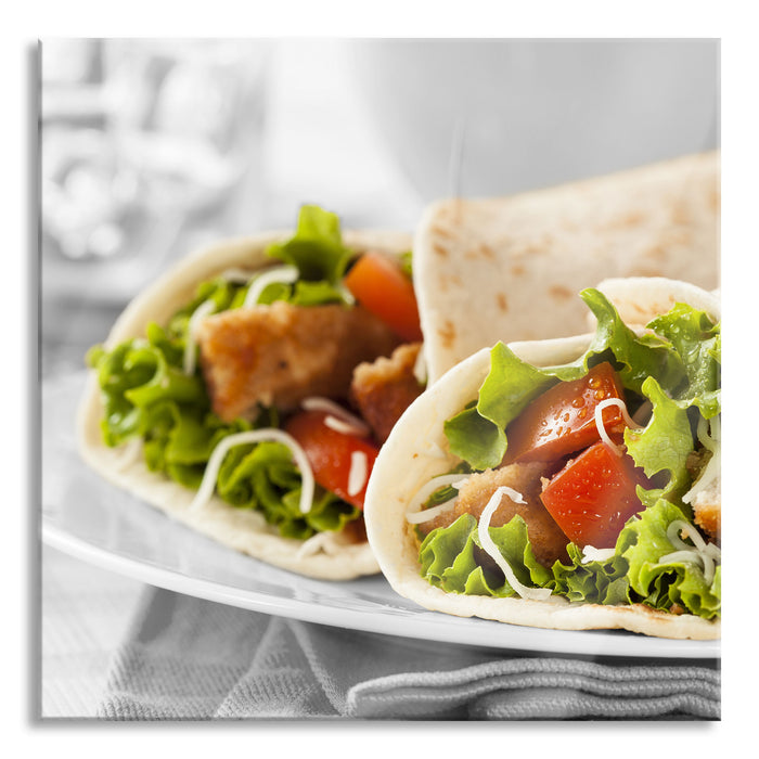 Pixxprint Köstliche Wraps, Glasbild Quadratisch