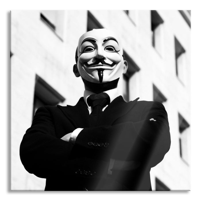 Maske Anonymus, Glasbild Quadratisch