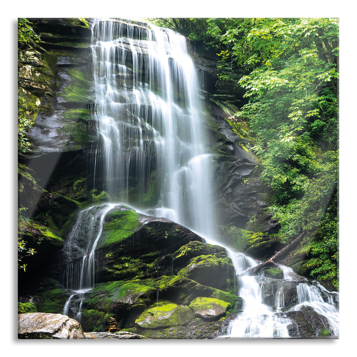 Wasserfall, Glasbild Quadratisch