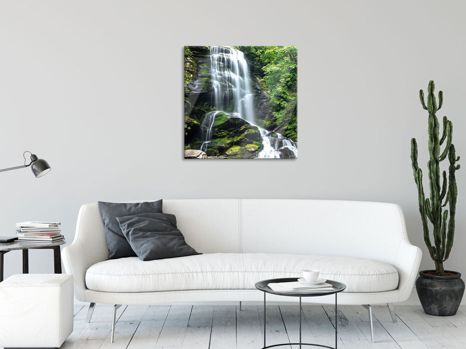 Wasserfall, Glasbild Quadratisch