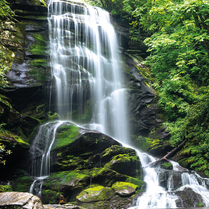 Wasserfall, Glasbild Quadratisch