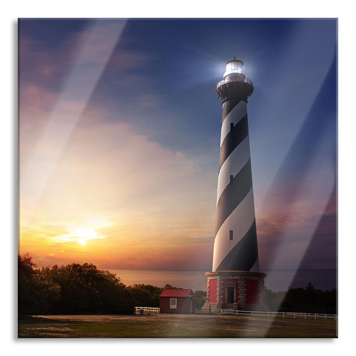 Pixxprint Cape Hatteras Leuchtturm, Glasbild Quadratisch