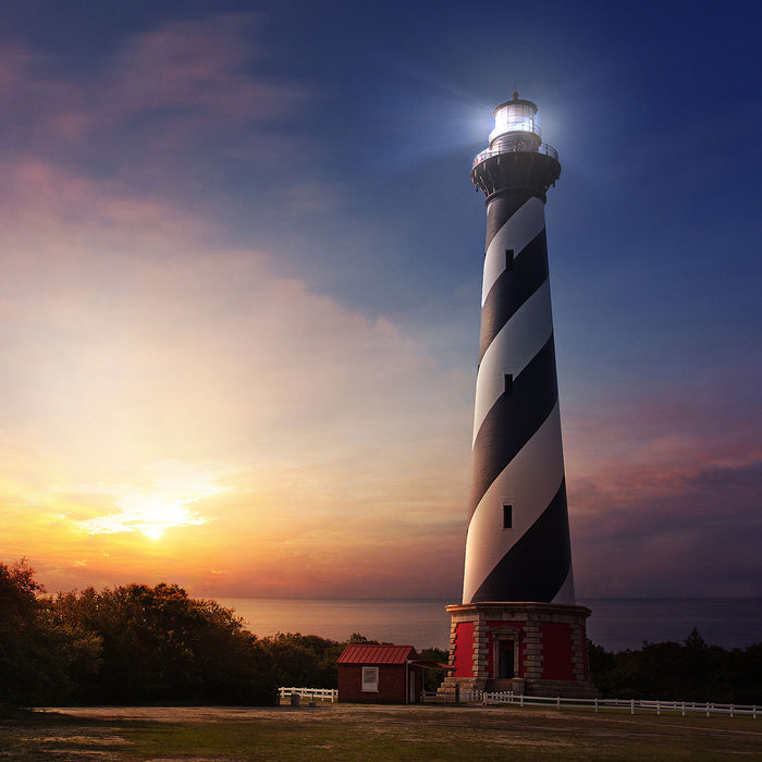 Cape Hatteras Leuchtturm, Glasbild Quadratisch