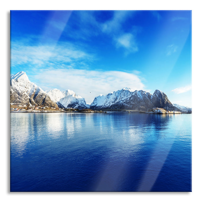 Pixxprint Lofoten in Norwegen, Glasbild Quadratisch