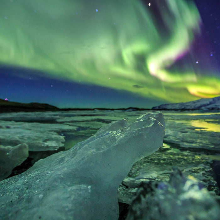 Gletscher Island, Glasbild Quadratisch