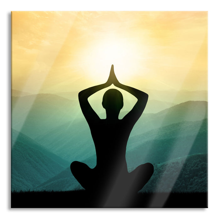 Pixxprint Yoga und Meditation, Glasbild Quadratisch