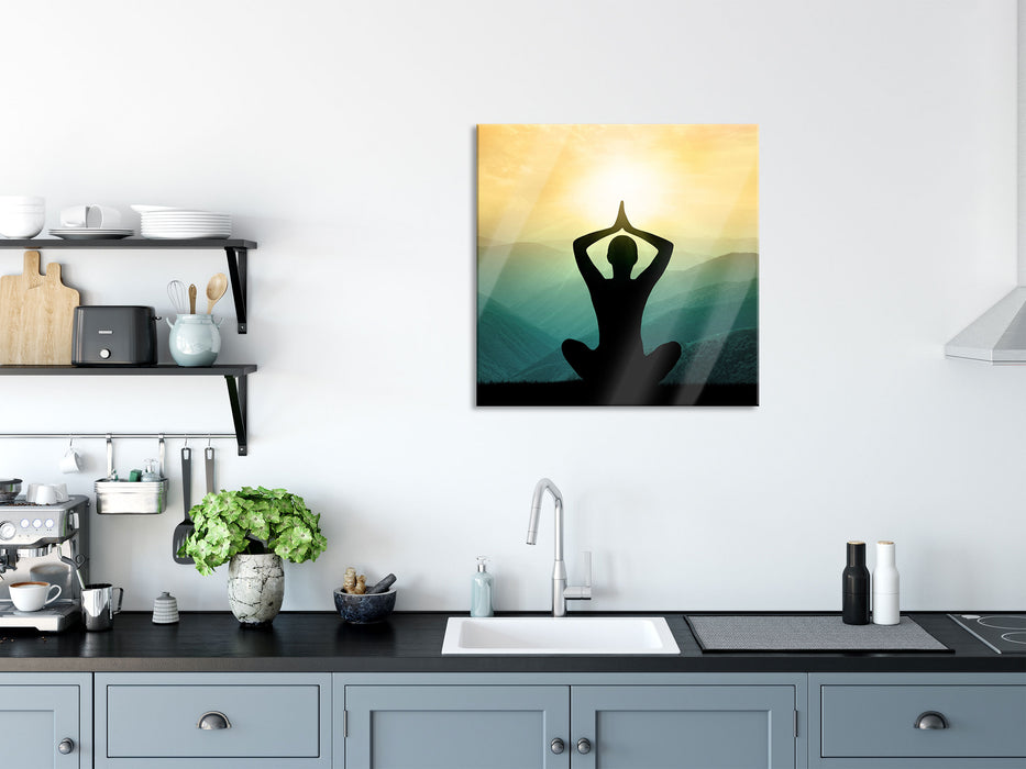 Yoga und Meditation, Glasbild Quadratisch