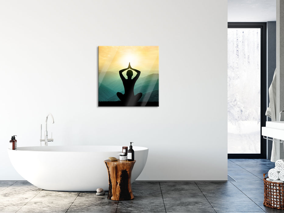 Yoga und Meditation, Glasbild Quadratisch