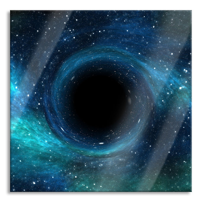Pixxprint Schwarzes Loch im Weltall, Glasbild Quadratisch