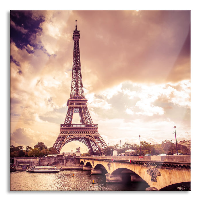 Pixxprint Eiffelturm in Paris, Glasbild Quadratisch