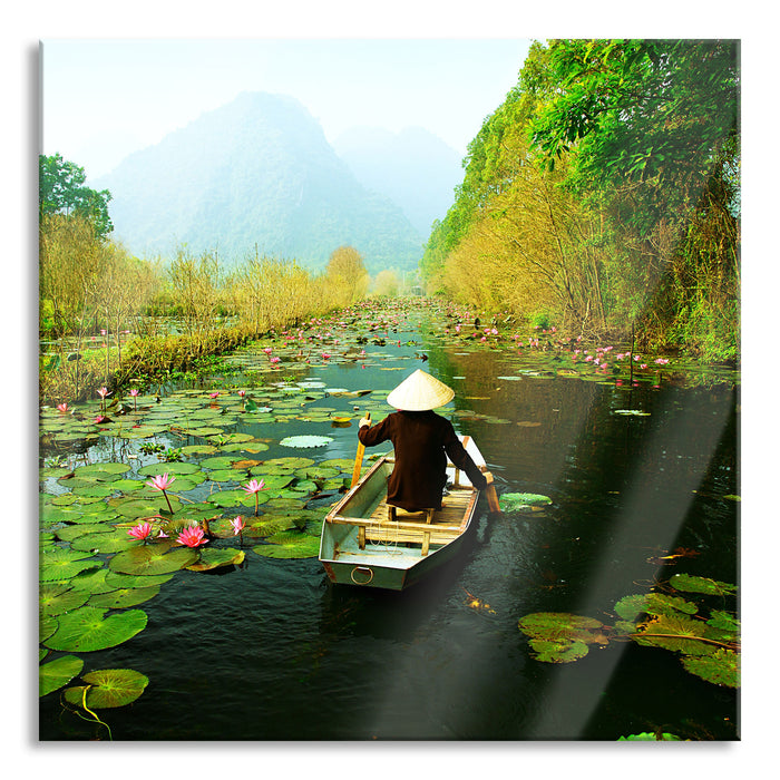 Pixxprint Yen-Stream Vietnam, Glasbild Quadratisch