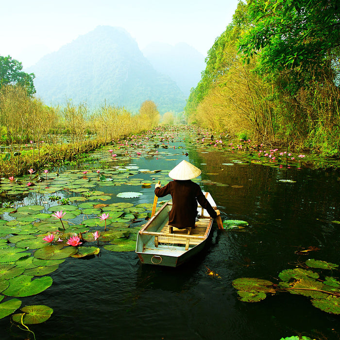 Yen-Stream Vietnam, Glasbild Quadratisch