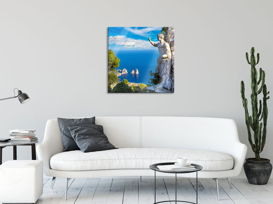 Insel Capri in Italien, Glasbild Quadratisch