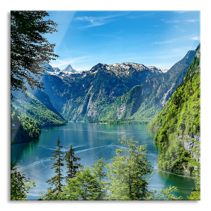 Blick auf den Königssee, Glasbild Quadratisch