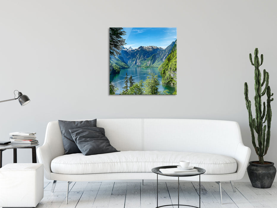 Blick auf den Königssee, Glasbild Quadratisch