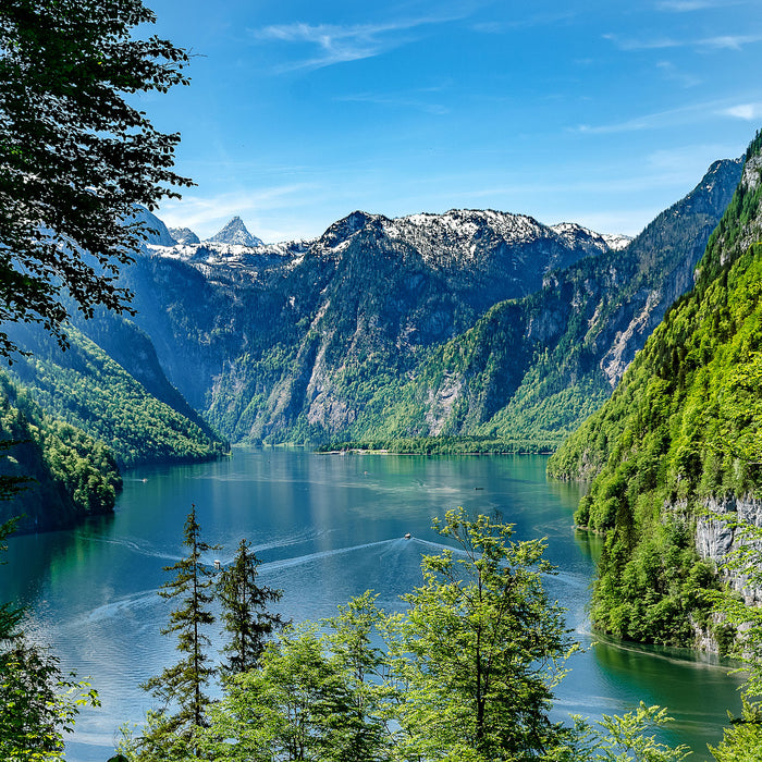 Blick auf den Königssee, Glasbild Quadratisch