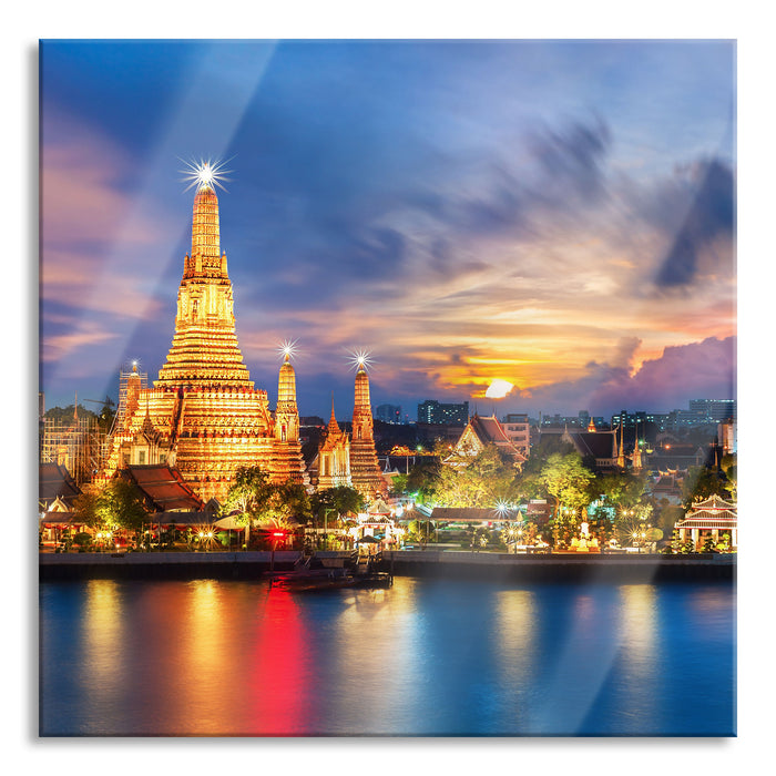 Pixxprint Tempel Bangkok Thailand, Glasbild Quadratisch