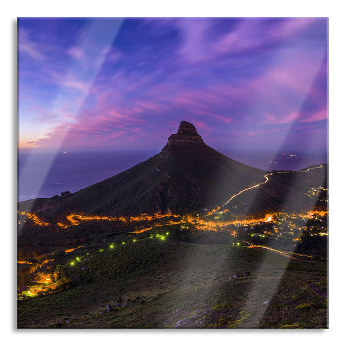 Pixxprint Kapstadts Löwenkopf, Glasbild Quadratisch