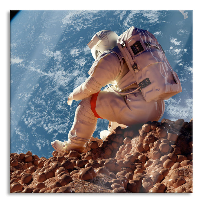 Pixxprint Der Astronaut, Glasbild Quadratisch