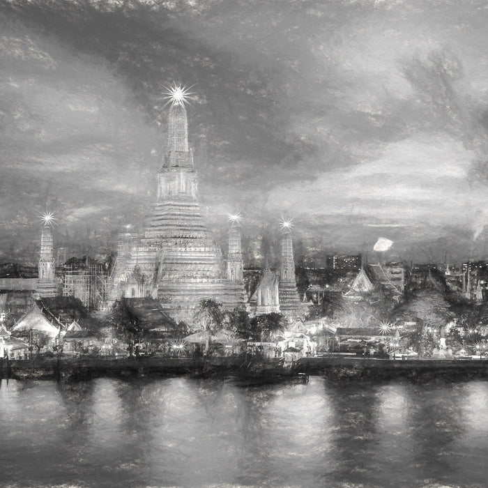 Tempel Bangkok Thailand, Glasbild Quadratisch